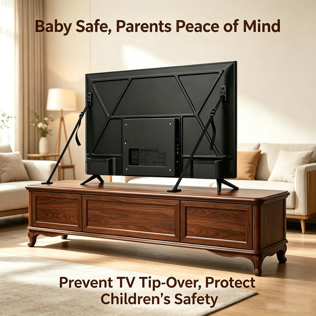 TV Wall Anchor for Baby Proofing No Drill Black, 4 Pack