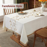 Cotton Linen Waterproof Tablecloth for Dining Table Farmhouse Kitchen Rectangle Table Cloth Coffee W
