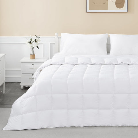 Comforter Duvet Insert Queen White Down Alternative Filling Cotton Shell All Season Hypoallergenic W