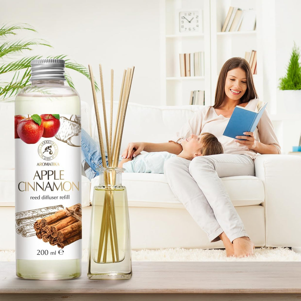 Reed Diffuser Refill Apple-Cinnamon 6.8Fl Oz - Room Fragrance with Cinnamon Essential Oil - Home Fragrance - Air - Set of 68