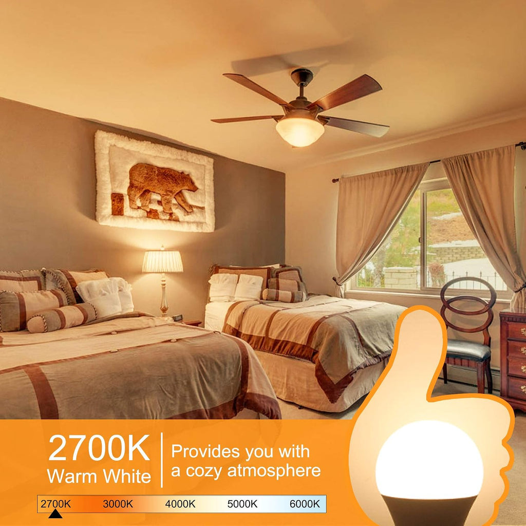 LED Ceiling Fan Light Bulbs 2700K Warm White E26 Base 60W