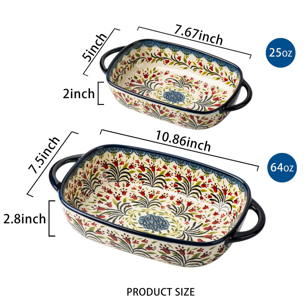 Baking Dish Ceramic Baking Pan Blue Casserole Dish Rectangular Baking Set 2pcs Bakeware Sets Single Serving Size