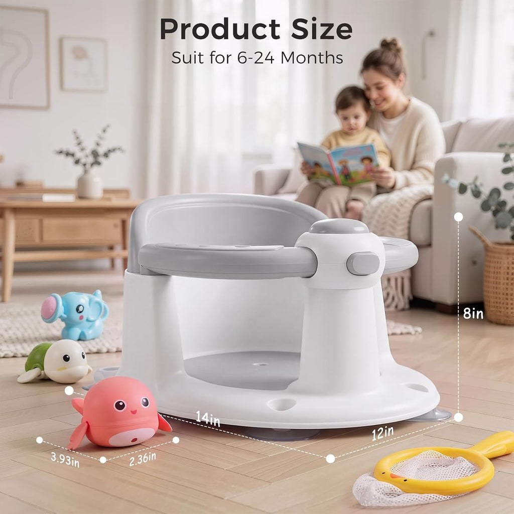 Bath Seat for Babies 6 Months & Up, Temperature Alert Baby Bathtub Seat for Babies Sitting Up, Non-Slip Toddler Bath