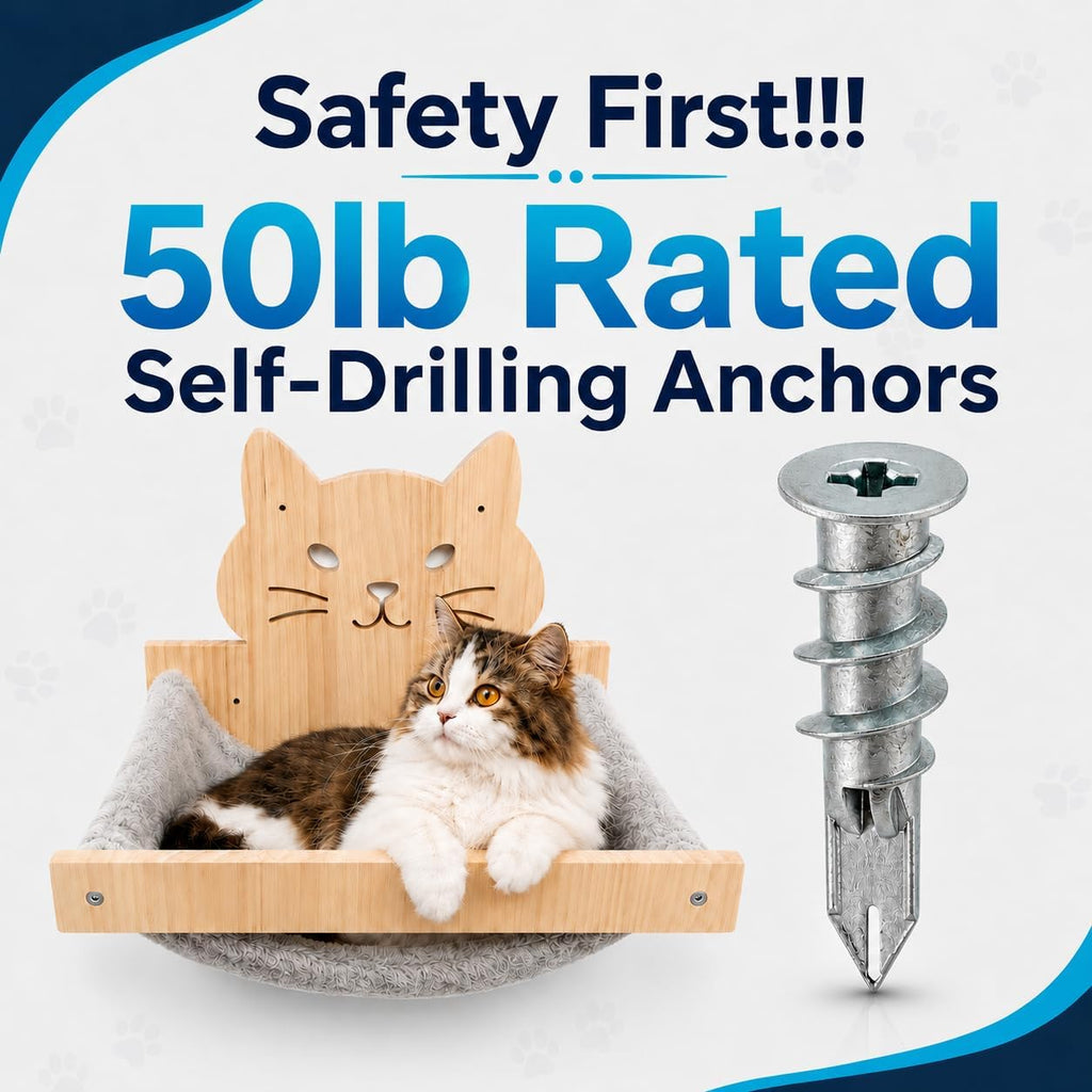 Cat Shelves for Wall - Cat Climbing Shelves Furniture Set with Steps, Scratching Posts and Cat Hammock - Solid Pine