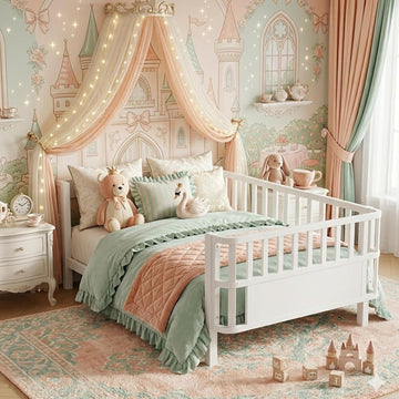 Kids Bed Frame with Rails, Low Profile Montessori-Style Metal Bed for Boys Girls Teens, Removable Side Rail, 3-Sided