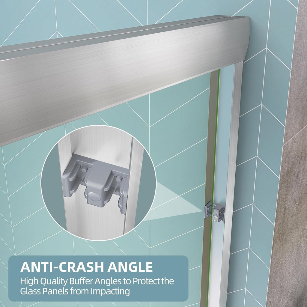 Shower Door Sliding 44-48 in. W x 72 in. H Semi-Frameless Bypasss Double Sliding Doors for Shower