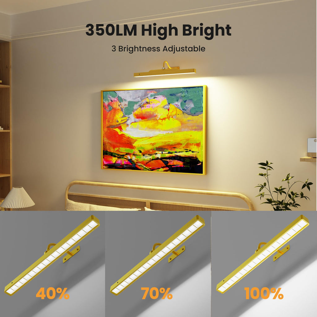 Picture Light 3Pack- 16in Picture Lights for Wall, 5000mAh Wireless Rechargeable Battery Picture Lights, Wall Light