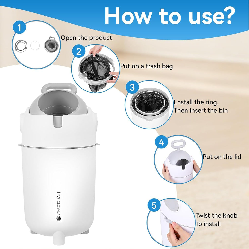 Nursery Diaper Pail with Odor-Free Seal and Child-Safe Lock