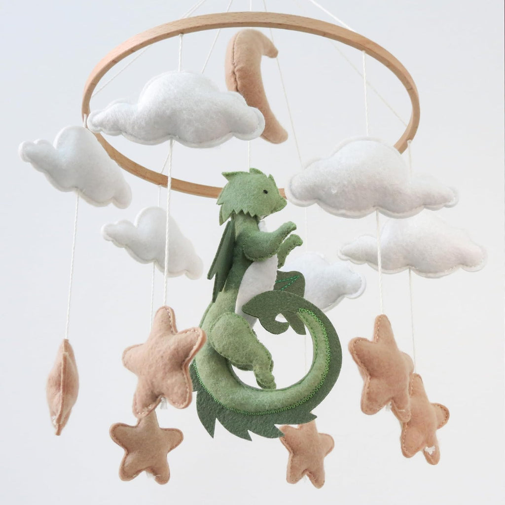 Dragon Mobile for Crib, Dragon Crib Mobile for Boys, Cloud Mobile for Crib, Neutral Baby Mobile for Crib Cloud