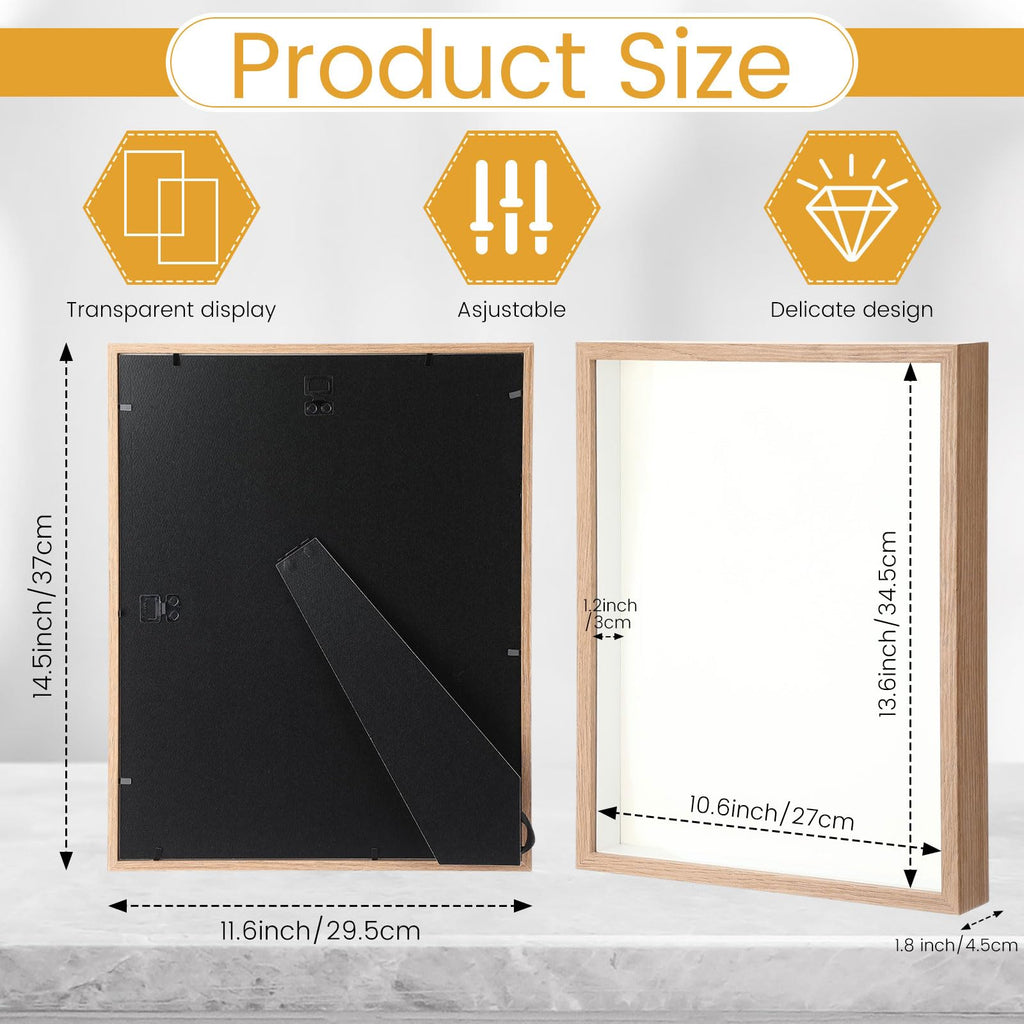 16 Pack 11 x 14 Inch Shadow Box Frame Display Cases, Light Wood