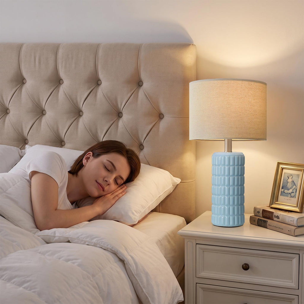 23" Modern Ceramic Table Lamps, Lamps, Sky Blue