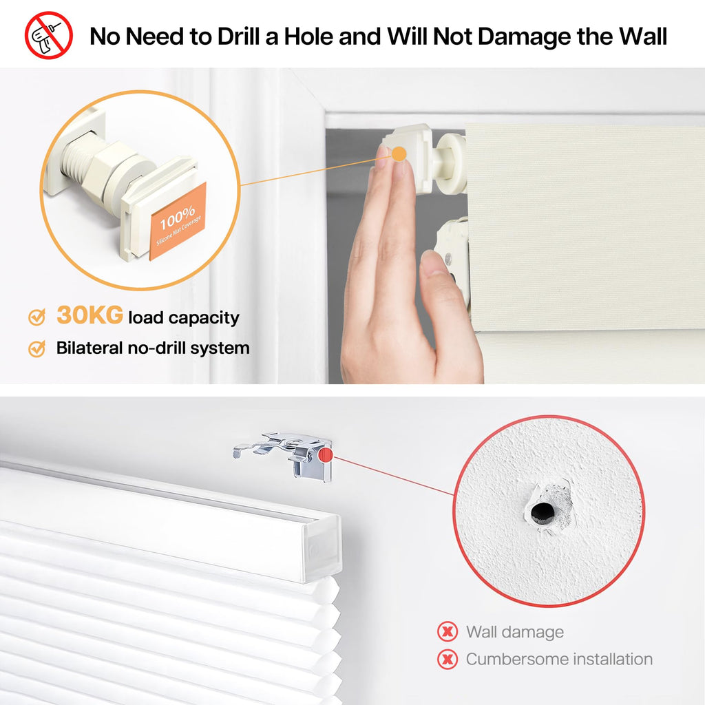 No Drill Blackout Roller Shades, Cream