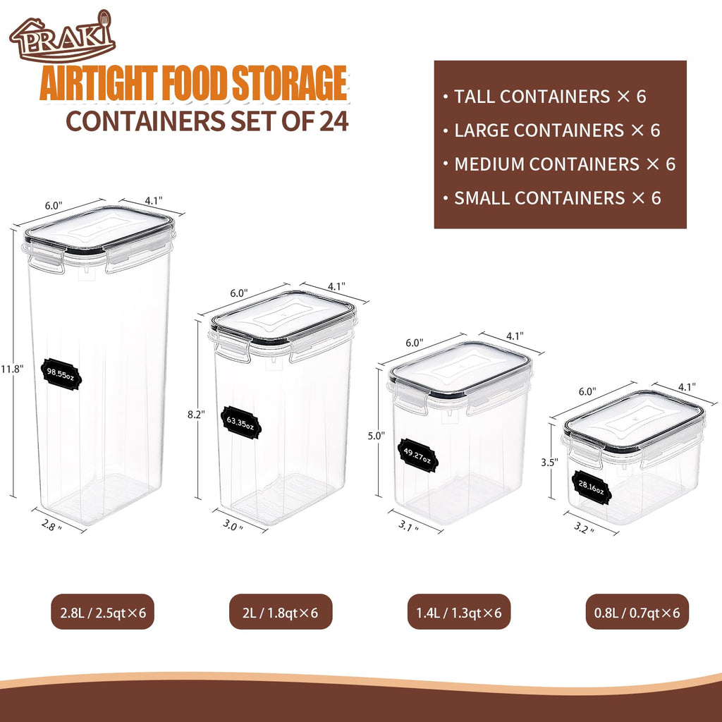 Airtight Food Storage Containers Set with Lids - 24 PCS, BPA Free