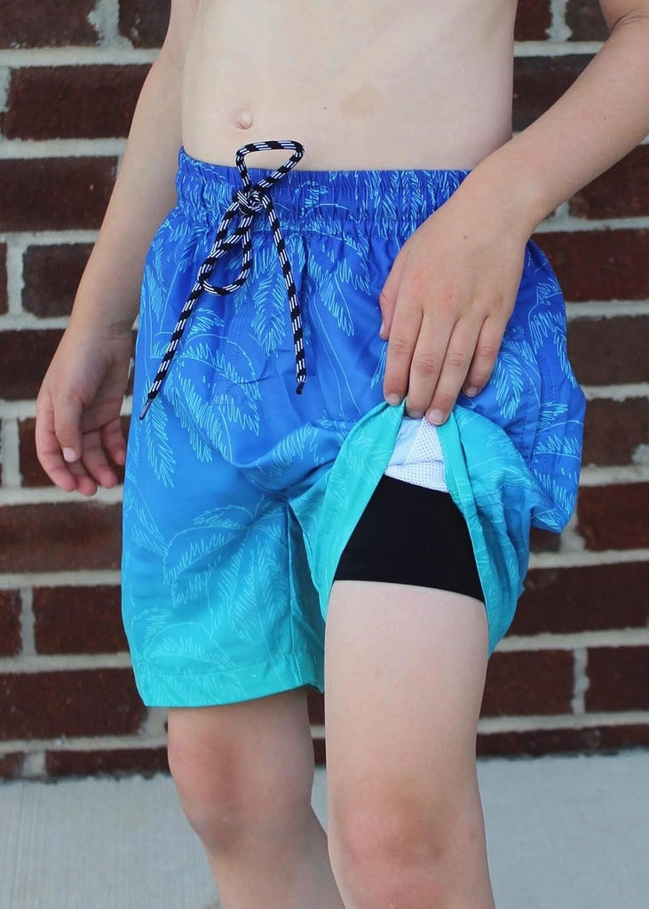 Boys Swim Trunks with Compression Liner Quick Dry Bathing Suit