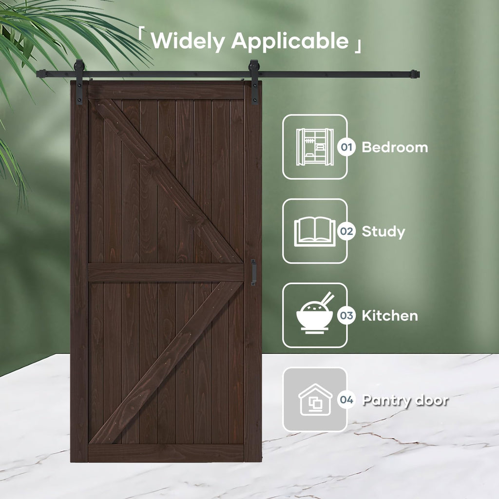 48 x 96 Wood Barn Door Brown with Hardware, K-Frame, Interior Door