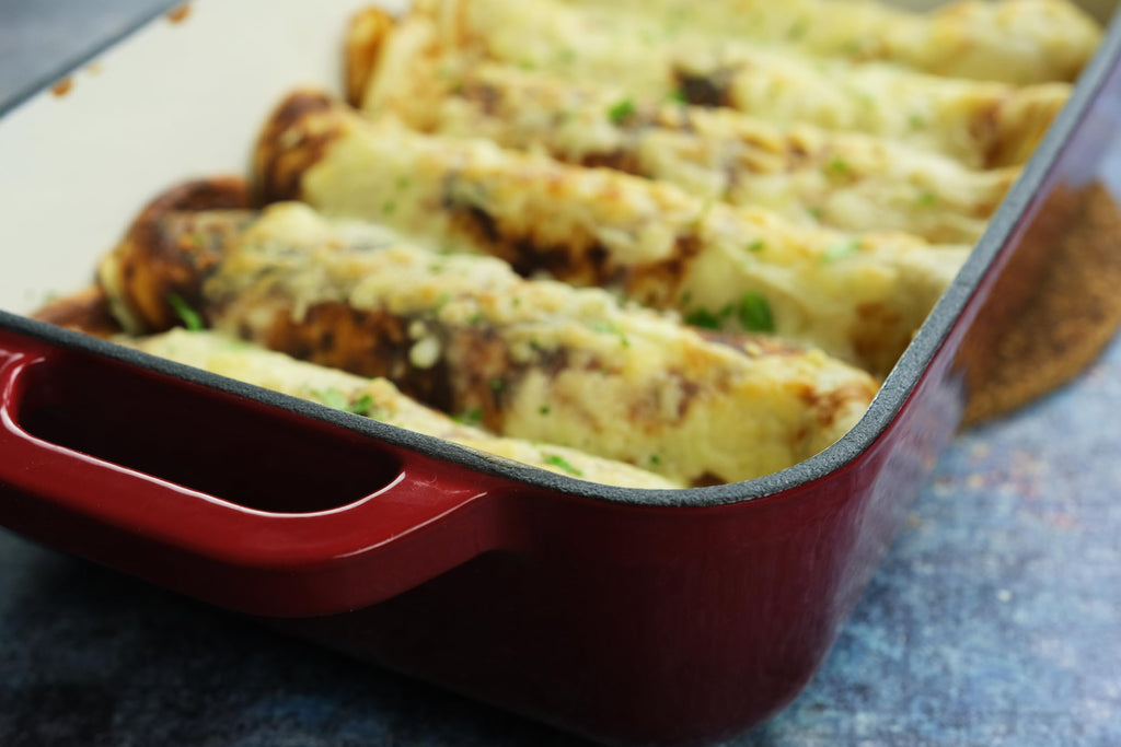 3.7 Qt Enameled Cast Iron Rectangular Roaster, Casserole Dish, Lasagna Pan, Deep Roasting Pan, for Cooking and Baking
