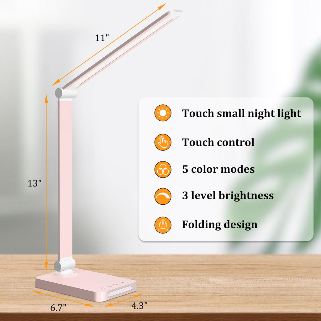 LED Desk Lamp with USB Ports,Touch Desk Lamps with 5 Modes