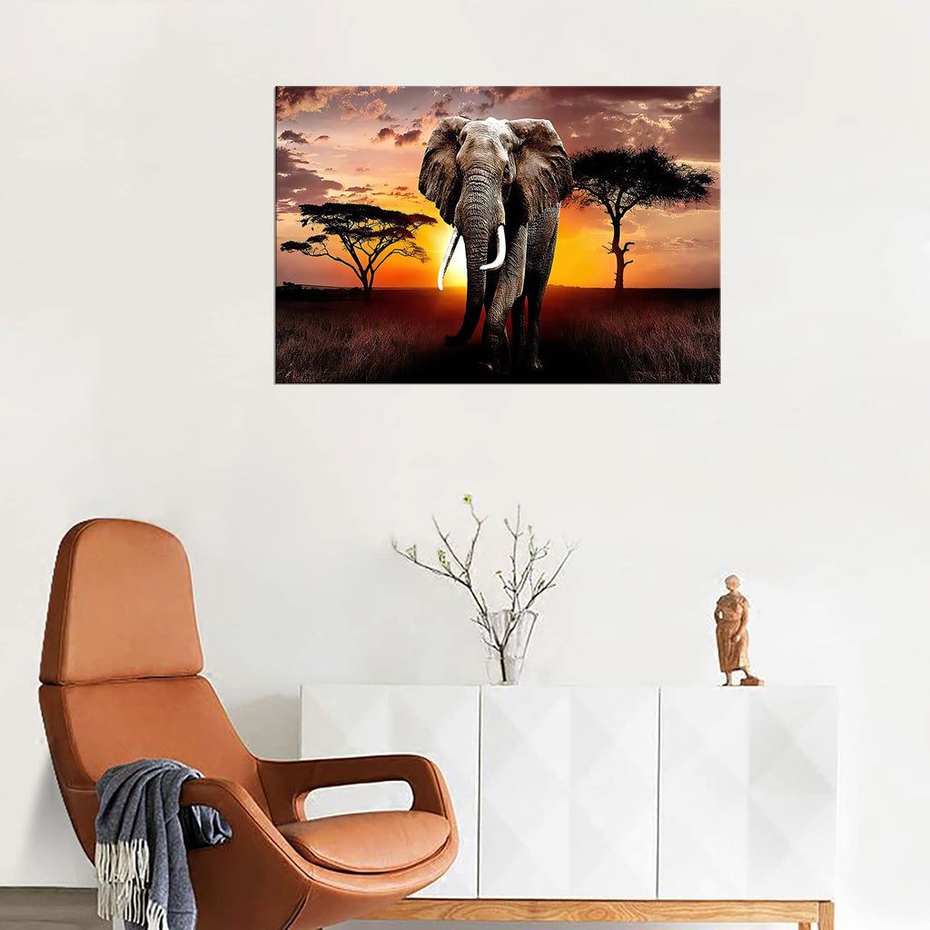 Canvas Wall Art Elephant Picture African Wild Animals Artwork Painting Print Bedroom Kitchen Home and Office