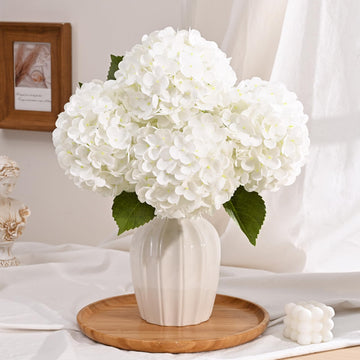 4 Pcs Real Touch Hydrangea Artificial, White