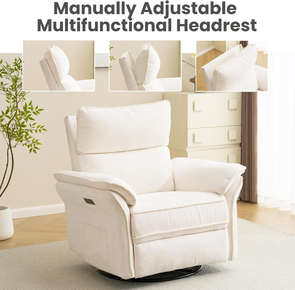 Oversized Power Recliner Chair Swivel Glider with Massage and Heat