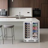 24 Inch Dual Zone Wine and Beverage Refrigerator, Wine Cooler with Glass Door Ho