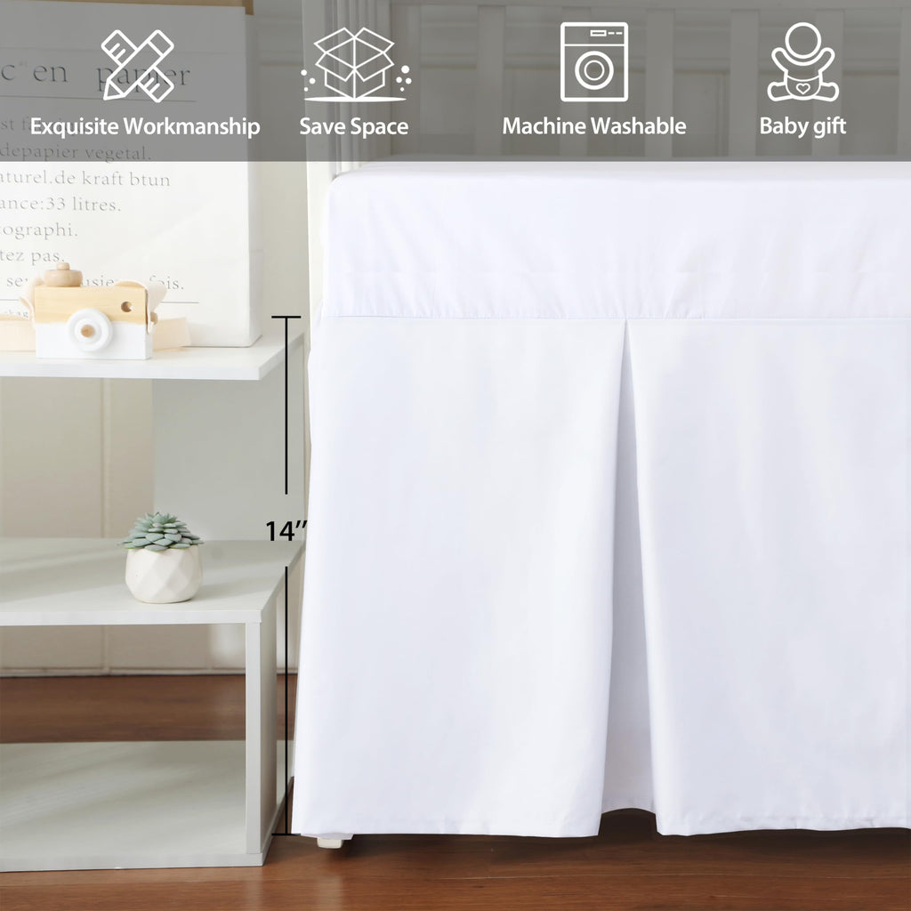 Crib Skirt Dust Ruffle, 100% Egyptian Cotton 400 Thread Count Soft Breathable Crib Bedding Skirt for Baby, Boys and