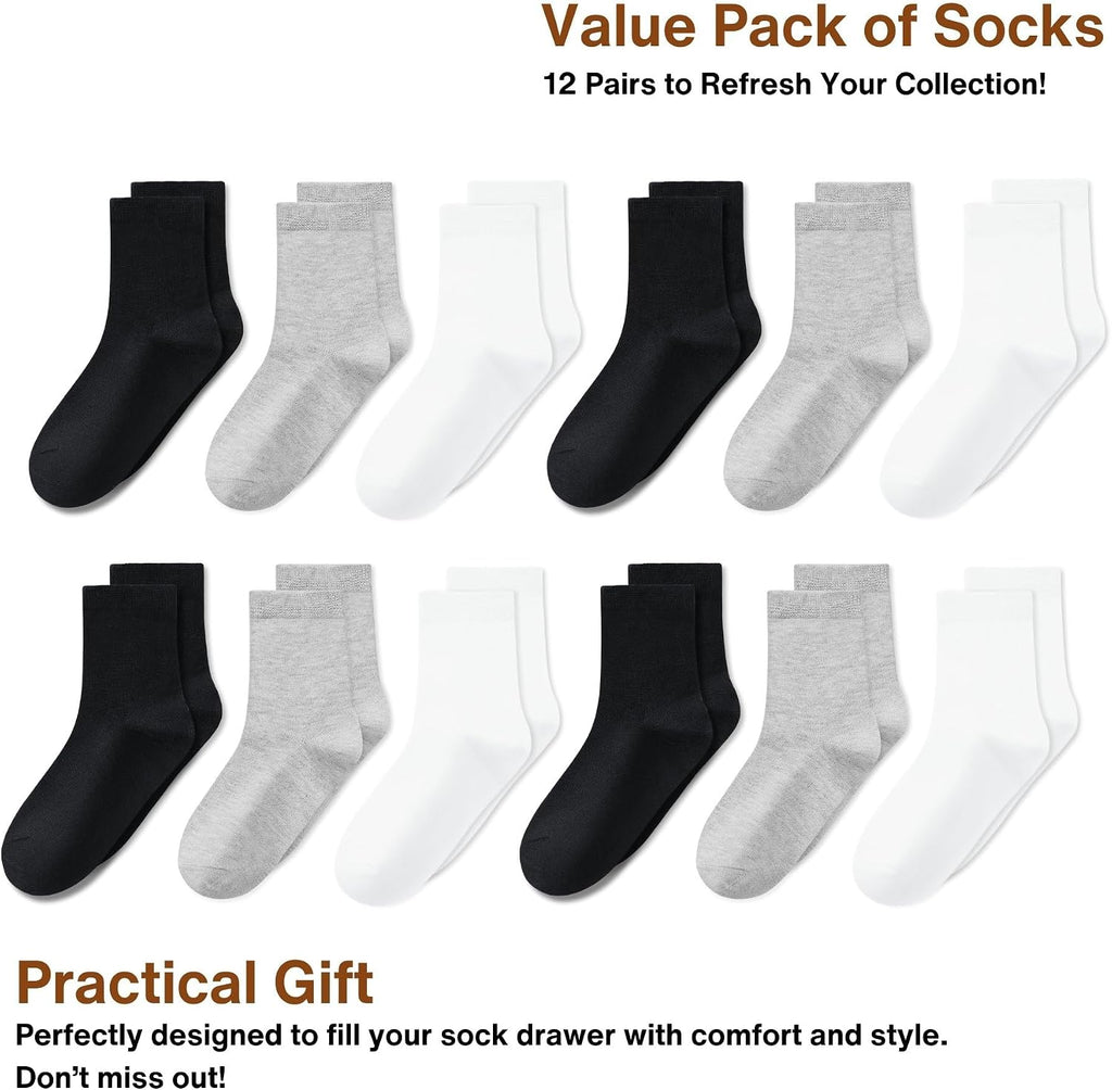 Kids Socks 12 Pairs Boys Girls Athletic Crew Socks -13