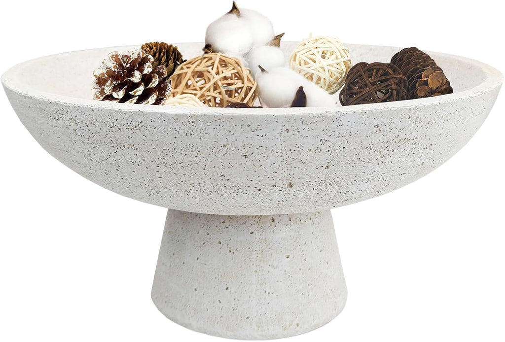 Large Decorative Fruit Bowl - Modern Handcrafted Resin Pedestal Bowl Counter, Entryway Key Holder & Table