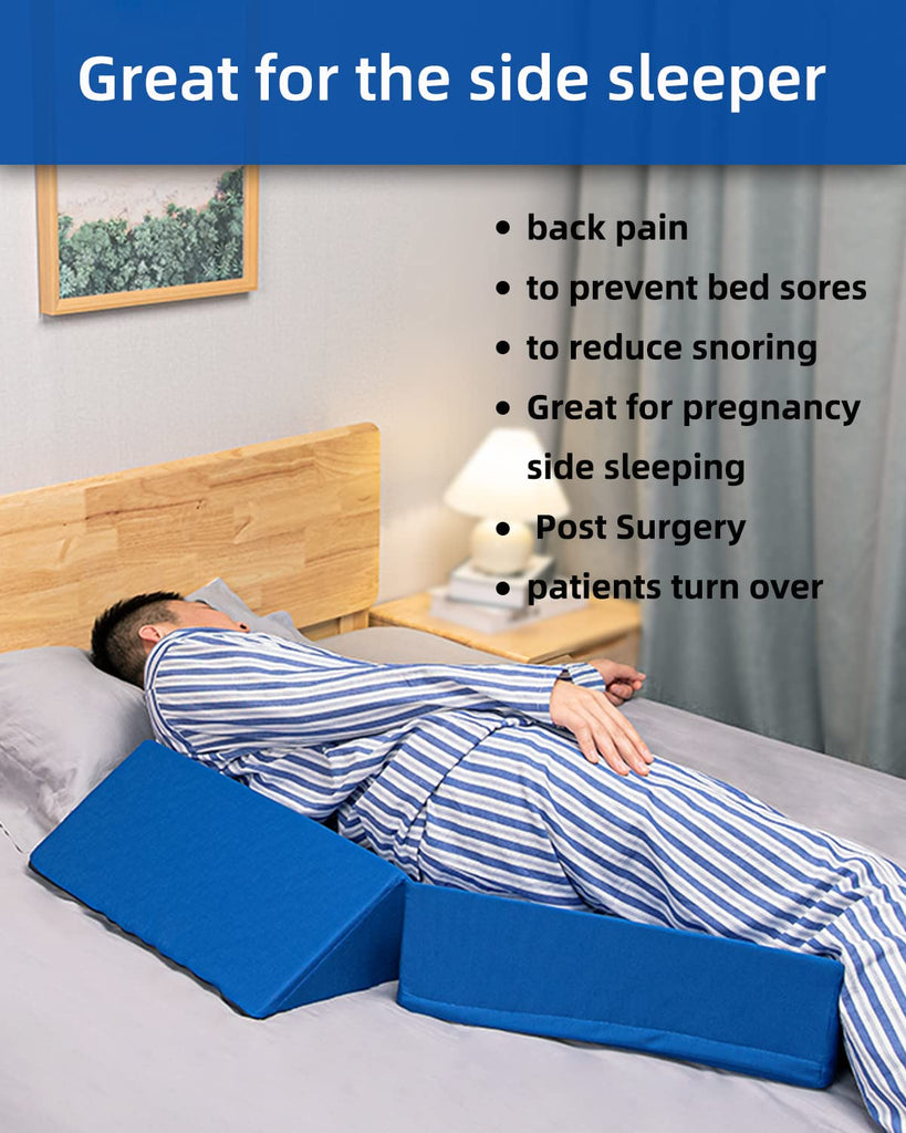 Positioning Wedge Pillow for Side Sleeping (3 in 1), 40 Degree Triangle Bed Wedges & Body Positioners for Back Pain