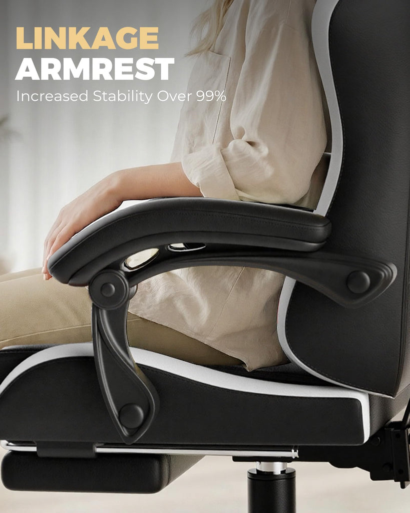 Gaming Chair for Adults, Computer Chair with Footrest, Snow White