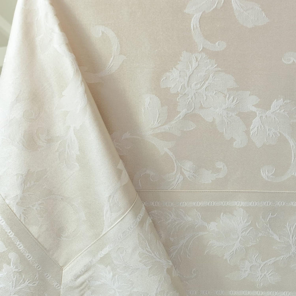 Harmony Scroll Woven Damask Fabric Tablecloth, Everyday, Parties, Special Occasions, Weddings and Ho