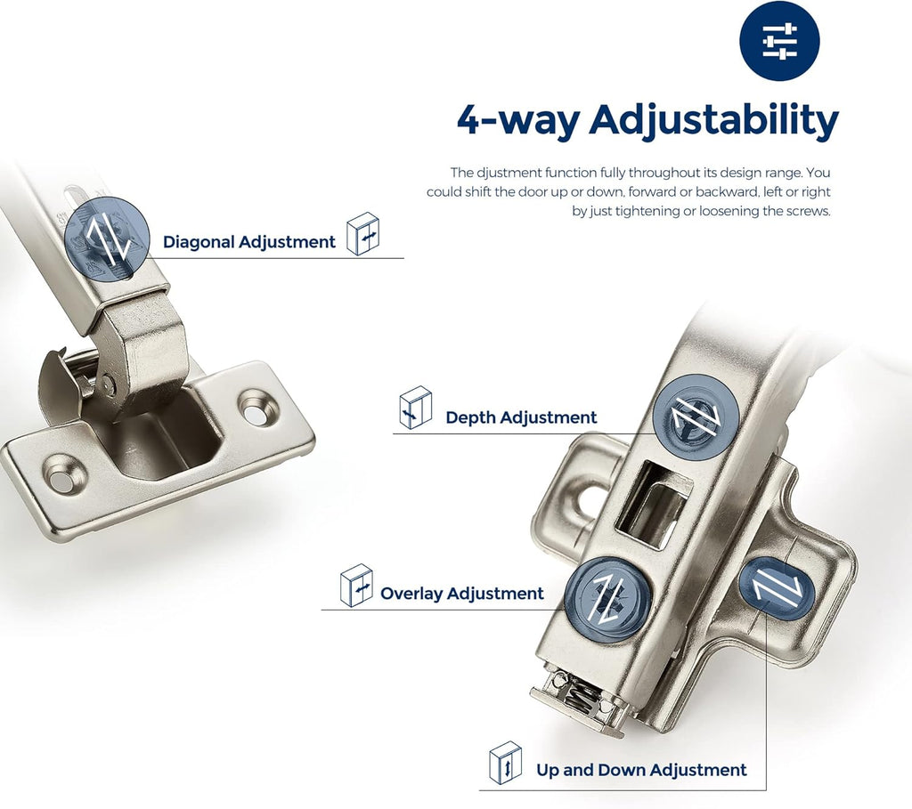1 Pair 2 Pack Kitchen Cabinet Hinges, 135 Degree Kitchen Door Hinges Compatible with Lazy Susan Corner Cupboard，Full