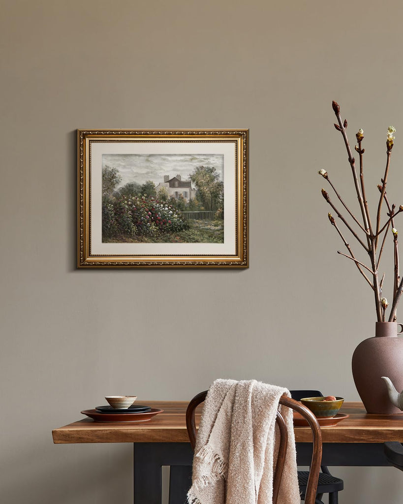 Gold Picture Framed Wall Art, Living Room Office Bathroom Vintage Monet Garden Landscape Pictures Wall Decor, Canvas