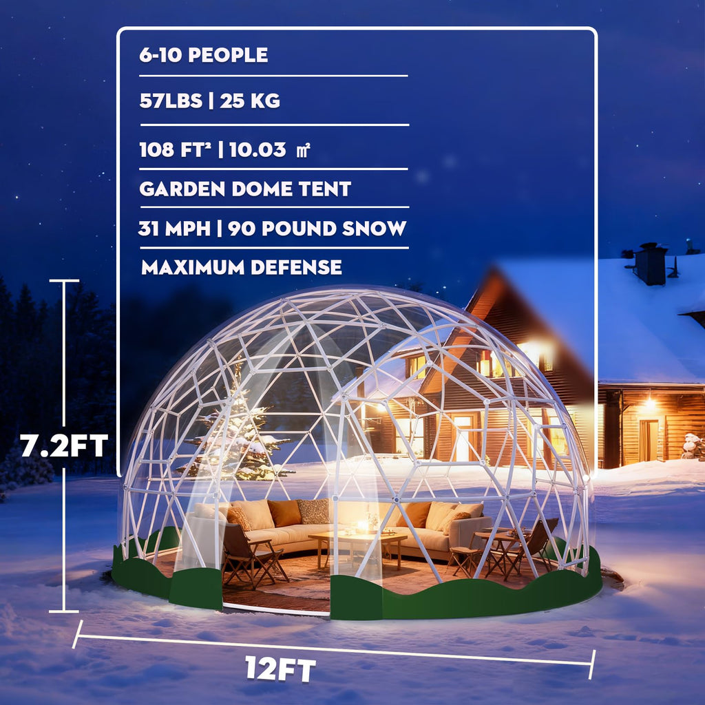 Garden Dome Bubble Tent House Outdoor, Upgraded Geodesic Dome Greenhouse with Transparent PVC Cover, Weatherproof