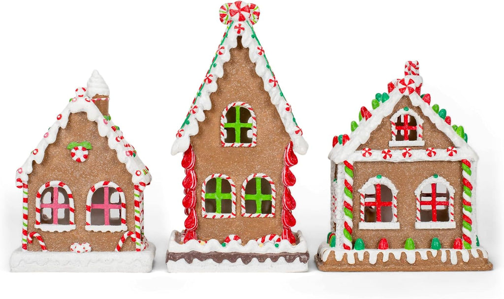 Feldstein Red Gingerbread Village Porcelain Tea Light, 8