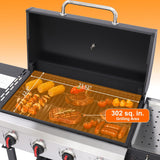 4-Burner Propane Gas Grill, 40,000 BTU BBQ Grill with Cast Iron Grates and Grease Management System