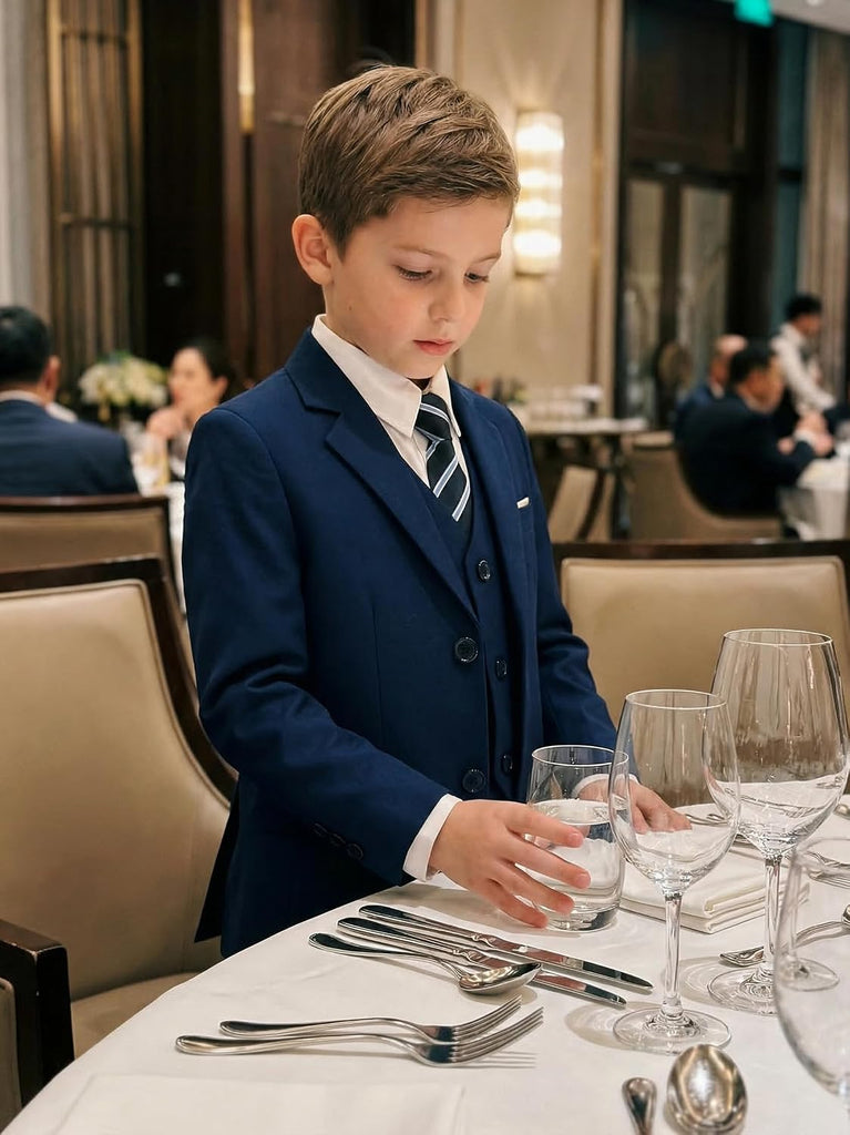 Boy's Suits for Kid Formal 5pcs Slim Fit Wedding Tuxedo Casual Suit Set