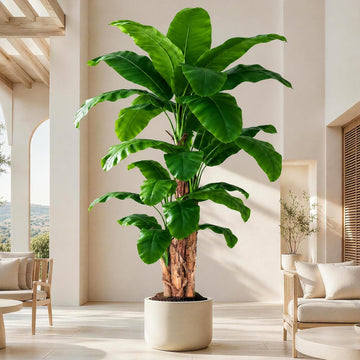 10ft Extra Tall Artificial Banana Tree, Fake Banana Leaf Plant with 27 Faux Banana Leaves, Perfect Indoor Outdoor
