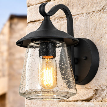 Outdoor Wall Light, Farmhouse Outdoor Lighting with Seeded Glass