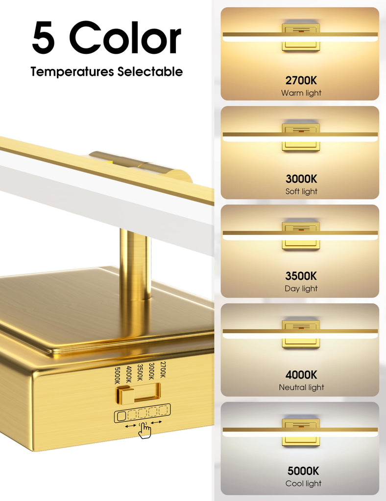 Modern Bathroom Vanity Light 31.5 inch, Rotatable, 28W Dimmable 5CCT Led Bathroom Light Fixture Over Mirror, Gold Bar