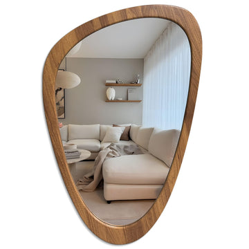 Asymmetrical Irregular Framed Mirror, Abstract Wall Mirror Mid Century Modern Decorative Decor Bedroom Bathroom