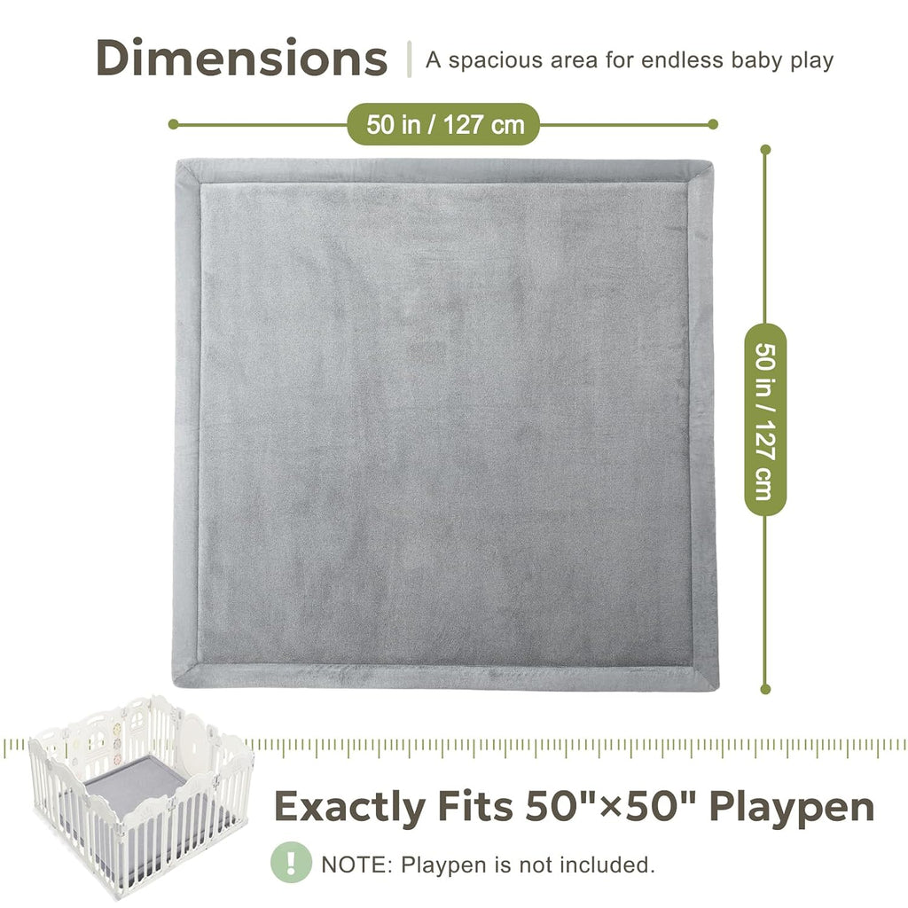 Ultra Soft 1.3" Thick Baby Play Mat for Floor, Large Velvet 50"x50" Playpen Mat for Babies, Toddlers, Infants, Kids