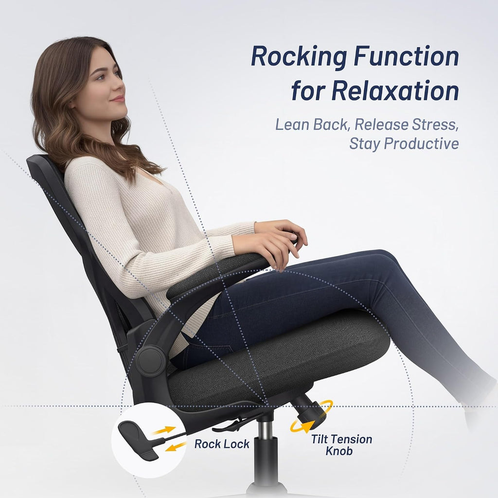 Office Desk Chair for Long Hours & Lower Back Pain Relief - 4" Thick Molded Foam Cushion, Enhanced Lumbar Support