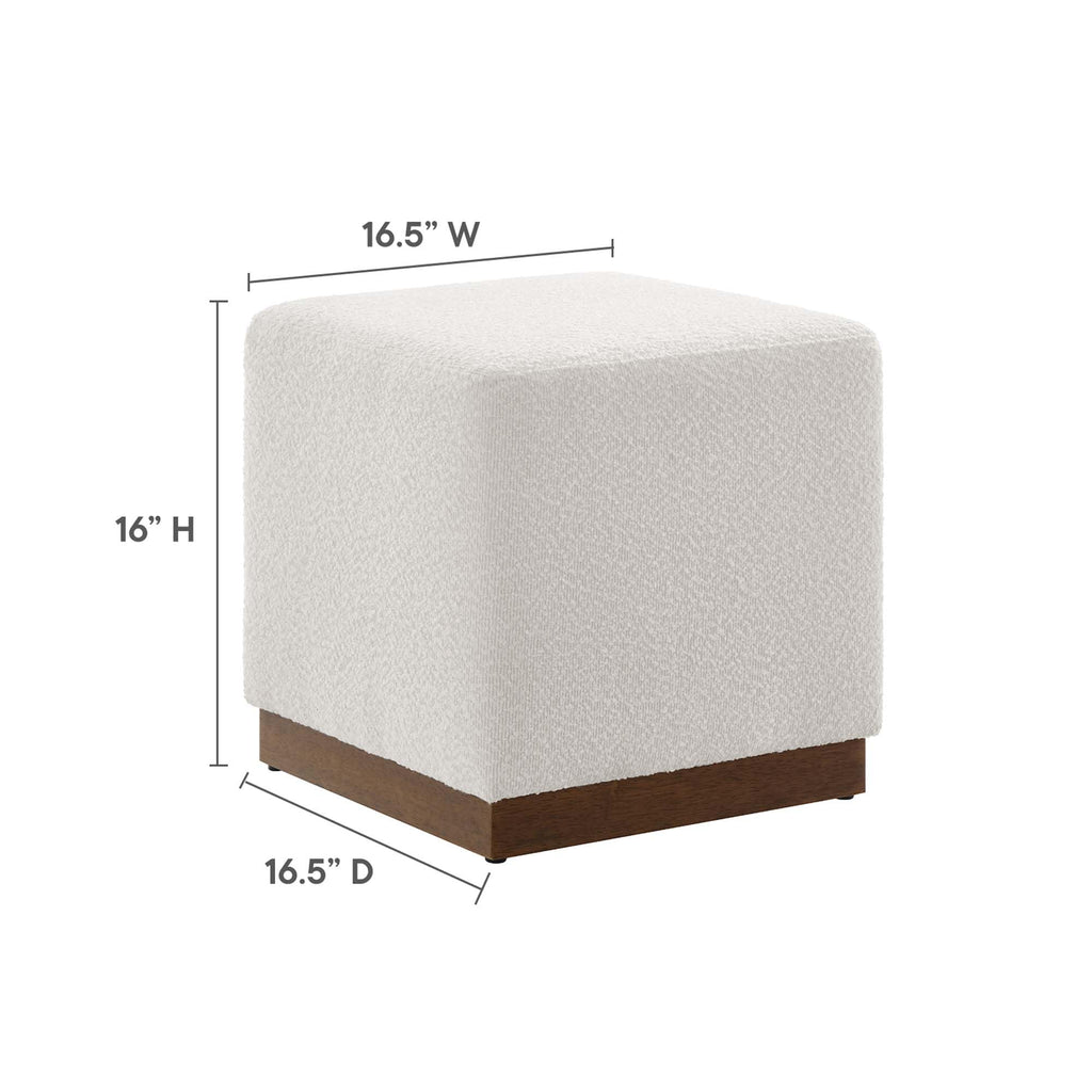 Tilden 17" Square Boucle Upholstered Upholstered Ottoman in Cloud Walnut