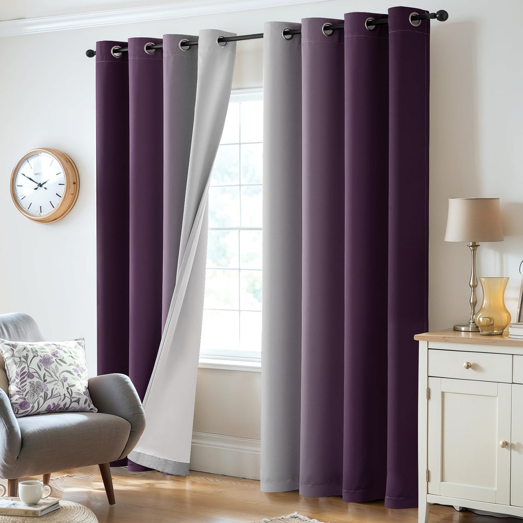 100% Blackout Curtains Ombre Purple Curtains 84 Inch