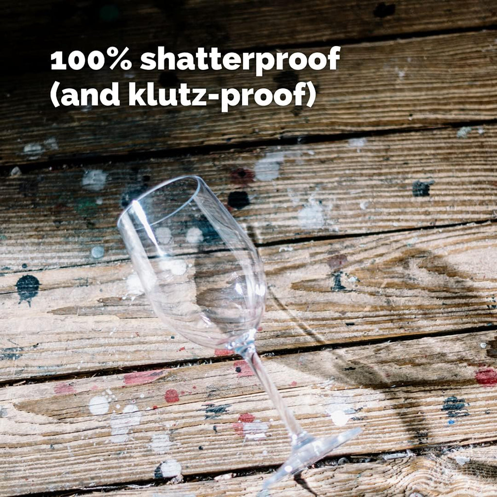 Outdoor Plastic Wine Glasses With Stem (12oz) | Unbreakable Tritan Stemware For Travel, Pool, Camping, Beach, Picnic