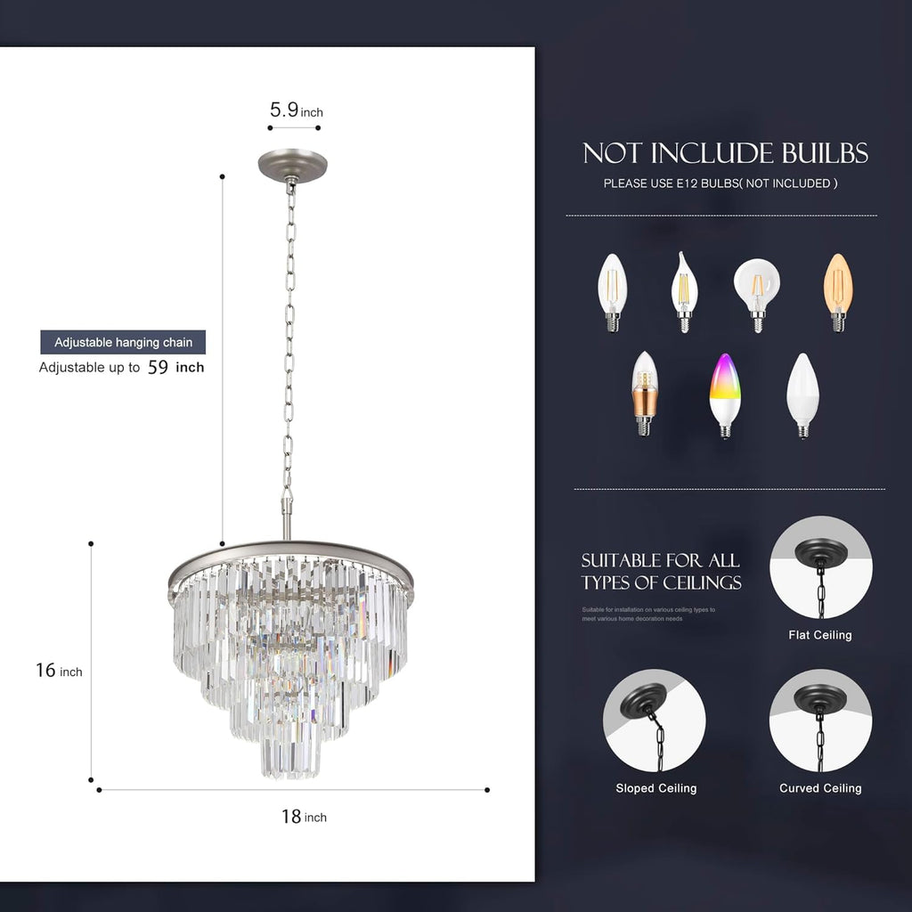 Inspired Odeon Style 5-Light Nickel Crystal 4-Tier Modern Chandelier - A107-B07WFCPDQY