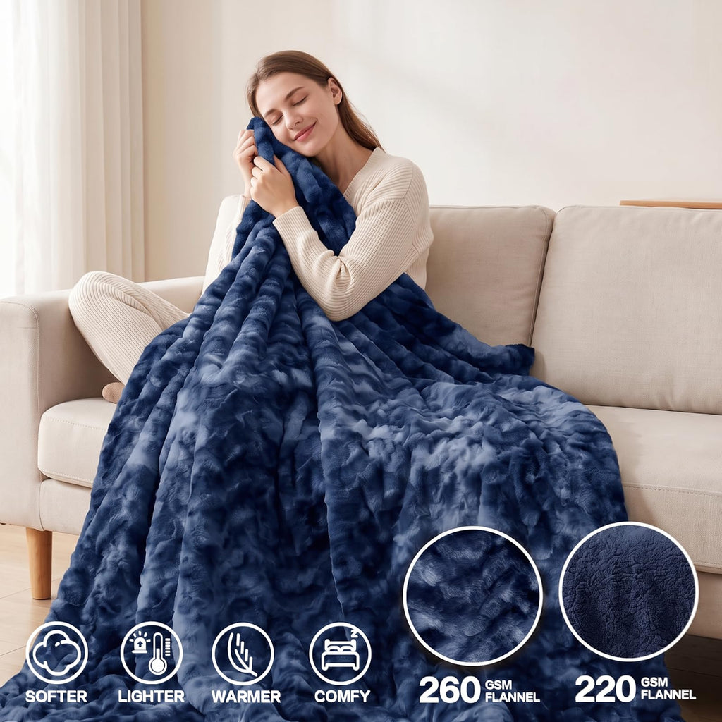 Electric Heated Blanket Throw Size 50"x60", Soft Sherpa Faux Fur Heating Blanket with 10 Adjustable Heat Settings
