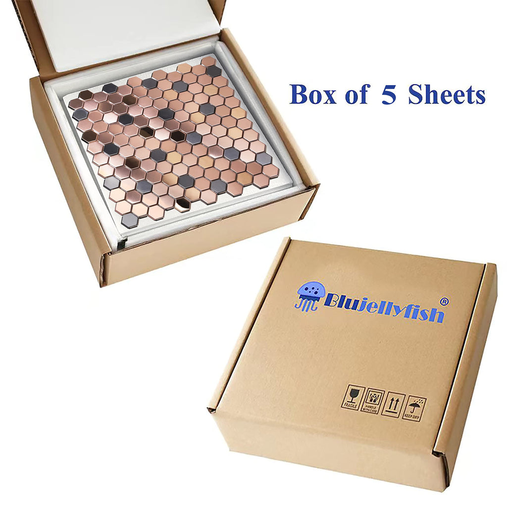 Hexagon Stainless Steel Brushed Mosaic Tile Bronze Copper Color Black Bathroom Kitchen Backsplash Shower Floor Tiles