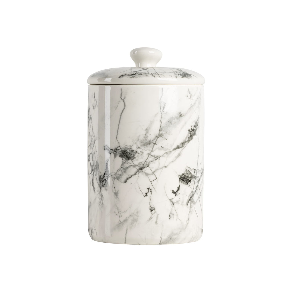 Marble Ceramic Kitchen Canister Set, Set of 3, White/Black